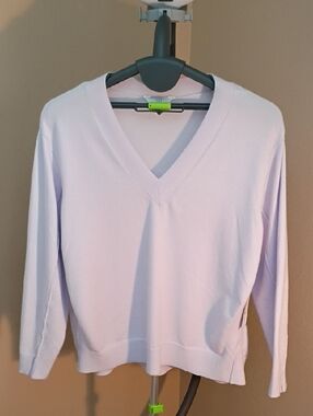 Time and Tru Women's Soothing Lilac Ribbed Panel V-Neck Long Sleeve Sweater 2X